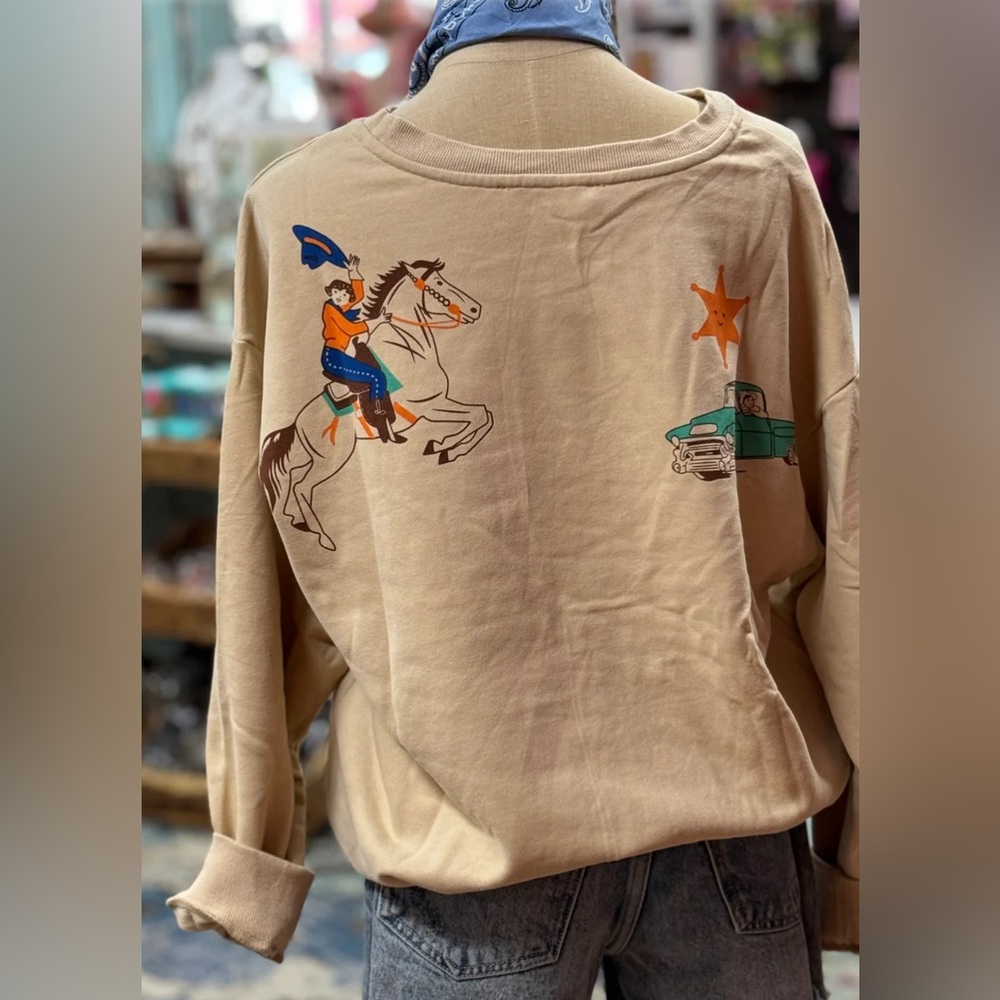 Howdy vintage western print crew neck - Picture 3 of 7